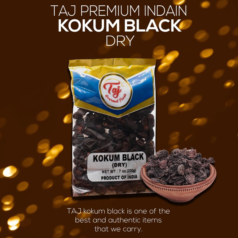 TAJ Premium Indian Black Kokum (Wild Mangosteen), (Dry, 7oz (NEW))
