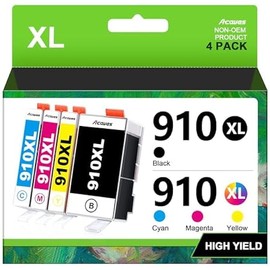 910XL Ink Replacement for HP 910XL Ink Cartridges Combo Pack 910XL Ink Cartridges for HP Printers HP910XL Work for Office Jet Pro 8020 8025 8028 8010 Printer, Black and Color 4 Pack
