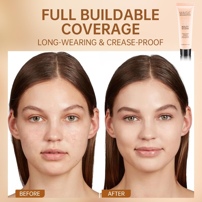 BB Cream Tinted Moisturiser Foundation, Light Skin Tint Full-Coverage Foundation,