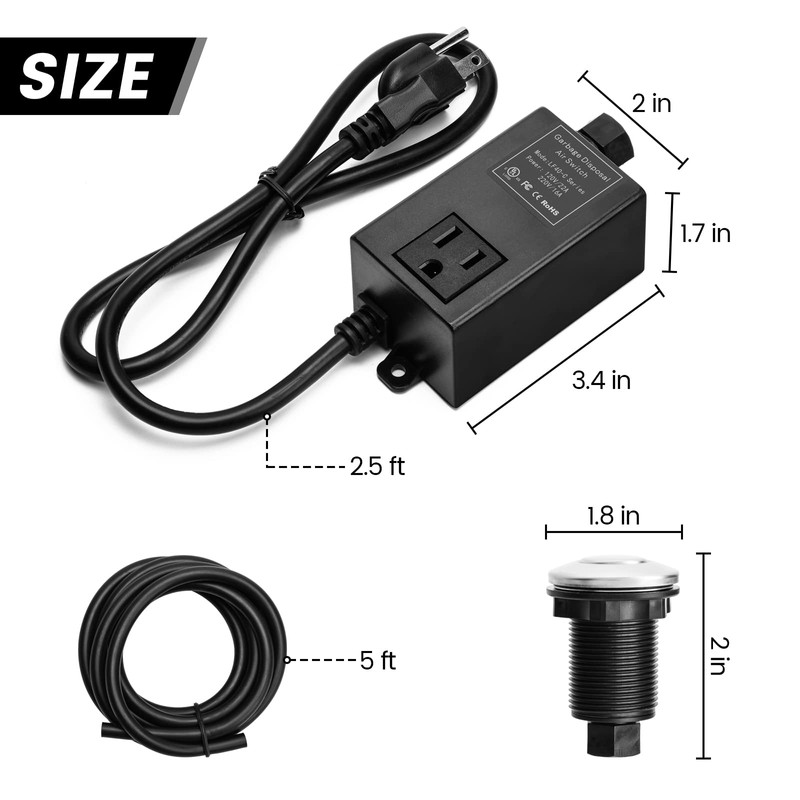 Garbage Disposal Air Switch Kit for SinkTop Waste Disposal with