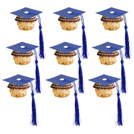 POUYRBA Graduation Cap Chocolate Decorations, 50pcs Black and Dark Blue 2025 Graduation Party Set for Chocolates Candies