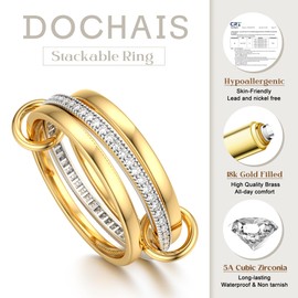 Dochais Women's 18 Carat Gold Ring Set, Chunky Rings for Women and Girls, Size 52-62, 57, Brass