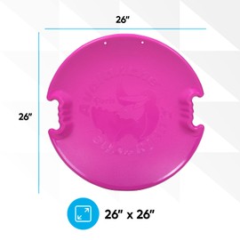 Superio Round Snow Saucer Sled, Fuchsia Pink Spiral 26" Avalanche Circle Plastic Sledding Disc, Winter Snow Fun for Kids and Adults