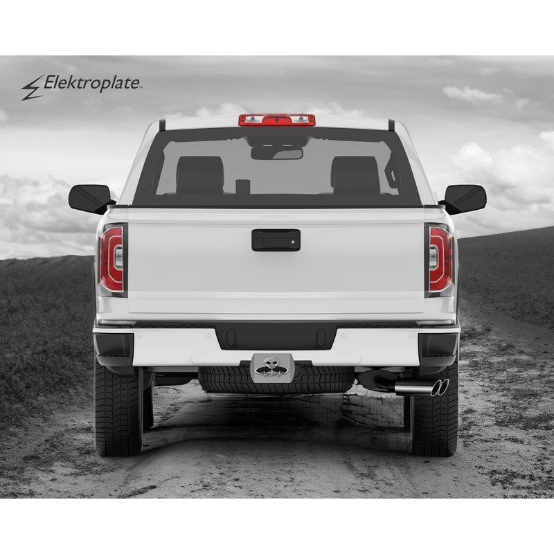 Elektroplate Metalhead Alien All Metal Brushed Chrome Hitch Cover for