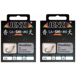 Set of 2 packs of tied all-round fishing hooks from Jenzi (20 pieces), 50 cm hook size 2, 4, 6, 8, 10, 12, 14 & 16 depending on selection + free Petri Heill! sticker (hook size 12)