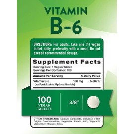 Vitamin B6 100mg | 100 Tablets | Non-GMO, Gluten Free | by Nature's Truth