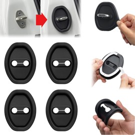 4 Pcs Car Silicone Door Latches Protective Cover - Car Door Lock Cover Protective Cap - Car Doors Guard Covers Protector - Doors Latchs Covers Interior Protection Accessories (Black)