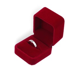 Square Red Velvet Ring Earrings Gift Box - Jewellery Gift Box for Wedding Day, Anniversary, Engagement, Proposal and Birthda