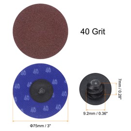 HARFINGTON 25pcs Quick Change Sanding Discs 3" 40 Grit R-Type Roll Lock Aluminum Oxide Conditioning Disc Sandpaper for Die Grinder Grinding Fast Cutting, Red Brown