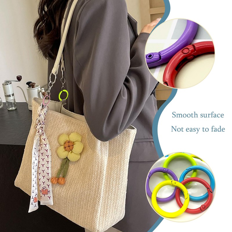 LIANCHEN 24 Pieces 6 Colours Round Carabiner Key Ring Round