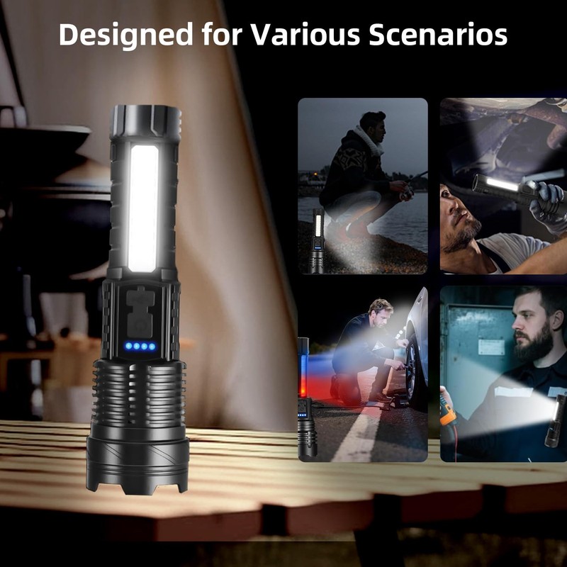 2 Pack LED Rechargeable Flashlights, 90,000 High Lumens Super Bright