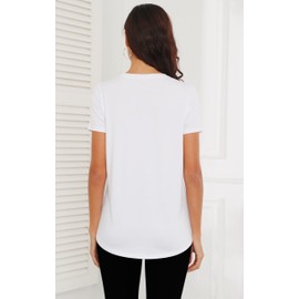 Smile Fish Women Crewneck Loose Fit Tunic Tops Short Sleeve Dressy Casual Summer Long Tee Shirts to Wear with Leggings Cotton White,XL