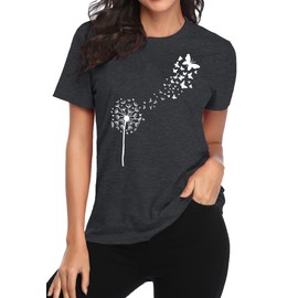 Women Dandelion Shirts Dandelion Graphic T Shirts Cute Casual Faith Shirt Tops (Grey2, XX-Large)