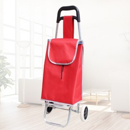 Large Capacity Wheeled Shopping Cart for Groceries Small Red Cart