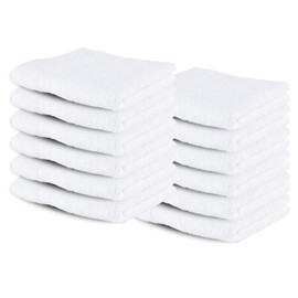 Textila Washcloths - 13x13 Inch 100% Cotton, Super Soft, Highly Absorbent & Lightweight - Ideal for Everyday Use, Spa & Gym (White - Pack of 12)