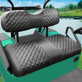 Roykaw Golf Cart Seat Covers Kit Fit for EZGO TXT OEM Ordinary Seat Cushion, Marine Grade Vinyl Material/More Soft and Comfortable, Breathable & Easy to Clean