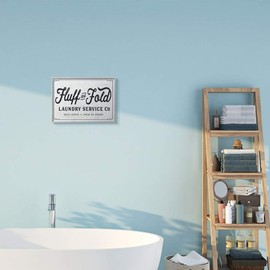 Stupell Industries Fluff and Fold Laundry Room Vintage Country Sign, Designed by Lettered and Lined Wall Art, 11 x 14, Grey Framed