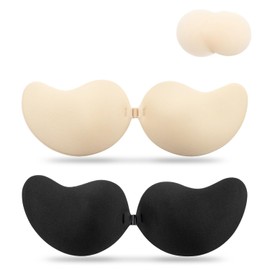 3Pcs Adhesive Strapless Bra for Women, Sticky Invisible Push up Silicone,Gathered top Support Revealing Large Bra, Suitable for Backless Dresses（2 Styles） Clear