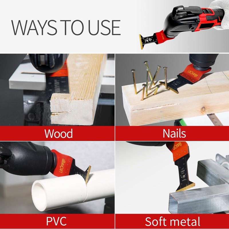 Litorange Oscillating Tool Titanium Blades, Universal Quick Release Multitool Blades