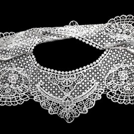 3D Flower Lace Collar Appliqué Embroidered Lace Collar Appliqué Lace Patch Lace Motif Applique Patches Decoration Lace Applique Patch Lace Trim for Dress DIY Crafts Apricot