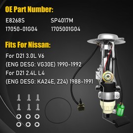 E8268S SP4017M Fuel Pump Fits For Nissan 1988 1989 1990 1991 1992 D21 3.0 V6 2.4 L4 Electric Fuel Pump Module Assembly Replace 17050-01G04 1705001G04