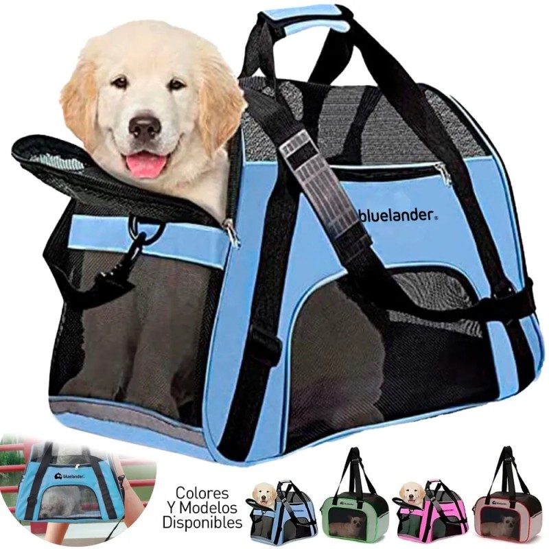 Transportadora Para Perro Razas Pequeñas Portátil Plegable Azul