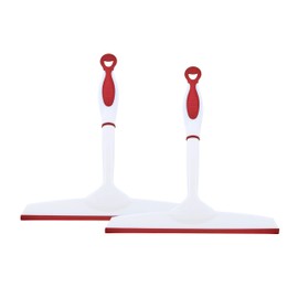 Superio Rubber Squeegee, 2 Pack, Streak Free All Purpose Window Squeegee, Comfort Grip Handle and Hanging Hook (Red, 10 Inch- 2 Pack)