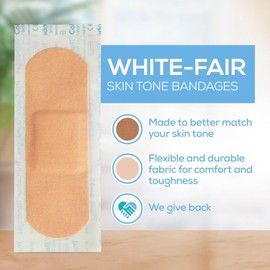 Tru-Colour Skin Tone Shade Fabric Bandages – Flexible, Waterproof, PFAS-Free Adhesive Strips Help Protect Cuts, Scrapes, Scratches – Beige, 1 in x 3 in, 100 Count, 1 Pack