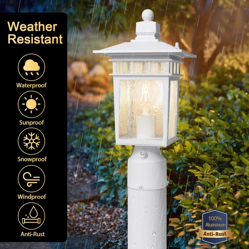 APOTO Dusk to Dawn Outdoor Post Lights, Waterproof Lamp Post