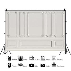 8x6ft Empty Room Architectural Pale Grey Wall Background Photography Background Classic Style Panel Wall Houses Flats Interior Vintage Decor Solid Color Grey Backdrops