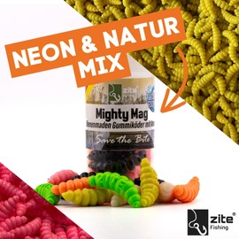 Zite Fishing Mighty Mag Floating Edition – Buoyant Rubber Bait Trout Fishing – Artificial Bee Made Garlic Aroma – UV Active – All-Round Colour Mix