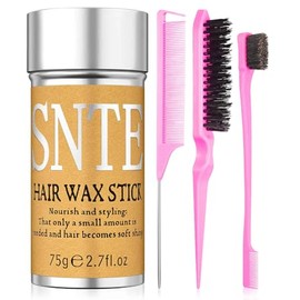 Hair Wax Stick & Slick Back Hair Brush – Frizz Control for Women & Kids, Non-Greasy & No Residue – Smooths Flyaways, Creates Sleek Ponytails & Buns – 