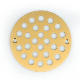 Poyde 4 Inch Screw-in Round Shower Drain Cover Replacement Floor Drainer with Screws (Brushed Golden)