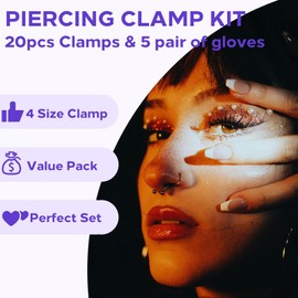 25PCS Piercing Clamps Kit - Usiriy 20PCS Piercing Forceps Disposable Piercing Clamps Septum Forceps and 5 Pairs of Gloves for Lip Navel Tongue Belly Ear Nose Piercing Kit Piercing Tools