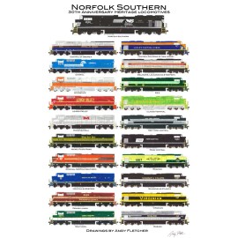 Norfolk Southern Heritage Locomotives 11"x17" Poster Andy Fletcher signed