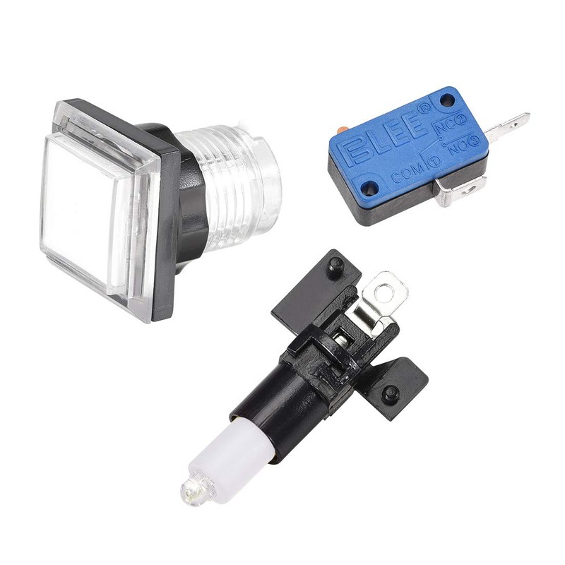 sourcing map Game Push Button 34x34 Square 12V LED Illuminated