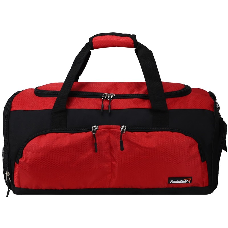 foolsGold Large Sports Holdall Duffel Bag - Black/Red
