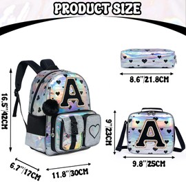 Meetbelify Backpack for Girls Backpacks with Lunch Box Pencil Case for Elementary Student Kids School Travel Bag for Girls Ages 6-8 Years Old Black A