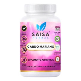 Cardo Mariano 100% Puro 120 Cáps SAISA HERBAL | Suplemento Natural | Apoyo Hepático, Antioxidante y Bienestar Digestivo