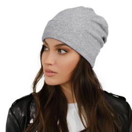 Alnorm Unisex Chunky Soft Stretch Winter Skully Cap Ski Knitted Hat Light Hemp Grey