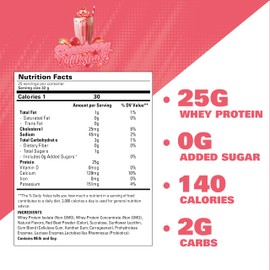 EHP Labs OxyWhey Whey Protein Isolate – 25g High Protein, Low Carb, Sugar Free Meal Replacement – Lean Whey Powder for Muscle Recovery – Non-GMO, Gluten Free – 25 Serves – Strawb. Milkshake