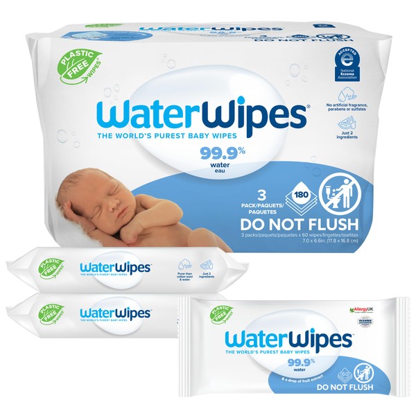 WaterWipes WaterWipes Plastic-Free Original Baby Wipes, 99.9% Water Based Wipes,