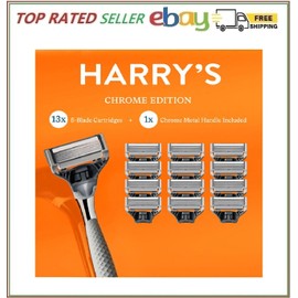 Harry's Chrome Edition Razor Set 13 x 5-Blade Cartridges + 1 Chrome Metal Handle