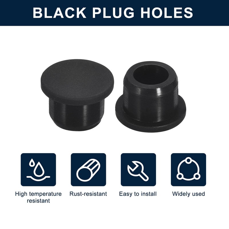 uxcell 5 Pcs Black Plug Holes, Waterproof Rubber Button Plug