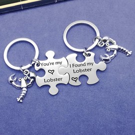 Vadaka Anniversary Keychain Couple Keychain I Found My Lobster You're My Lobster Keychain Set Gift for Boyfriend, Girlfriend Puzzle Couple Keychain Gift for Him and Her,Valentine's Day Birthday