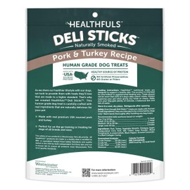 HEALTHFULS Deli Sticks Pork and Turkey Human-Grade Gluten-Free Soft and Chewy Dog Treats, 10 Count Bag