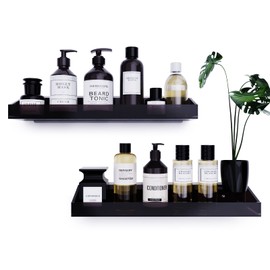 Bakzon Acrylic Wall Mount Organizer, Adhesive Shelf, Bathroom Shelves for Wall, Self Adhesive Organizer, No Drilling Hang Walls, with Self Adhesive Tape, for Bathroom, Kitchen, Living Room- Dark Brown