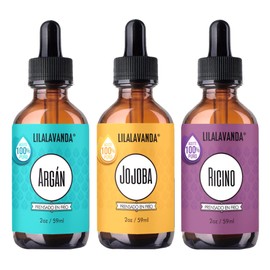 Kit de Aceites Naturales para el Cuidado del Cabello - Argán, Jojoba, Ricino - Prensados en Frío - Nutrición, Reparación, Fortalecimiento y Brillo - 100% Puros - Sin Aromas Añadidos - 3x59ml