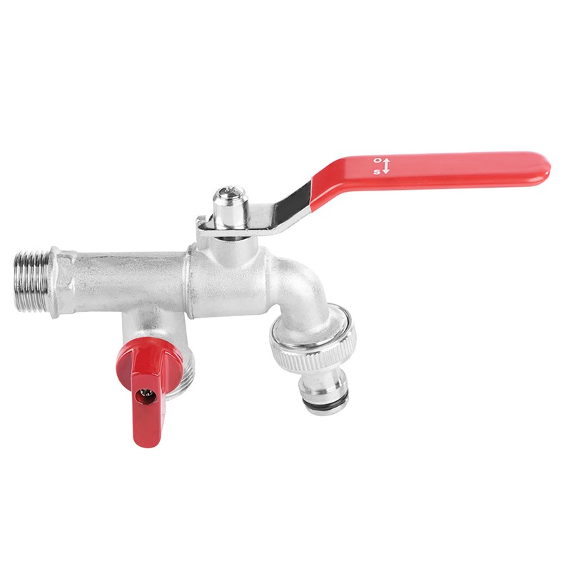 90 Degree Double Valve Water Tap 1/2" Brass Faucet Home