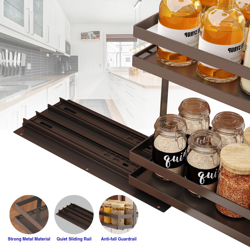 Mustorn 2 Pack Pull Out Spice Rack Organizer for Cabinet,